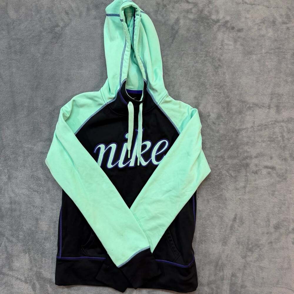 Nike Therma-Fit Hoodie Size S Black Mint Green Scuba